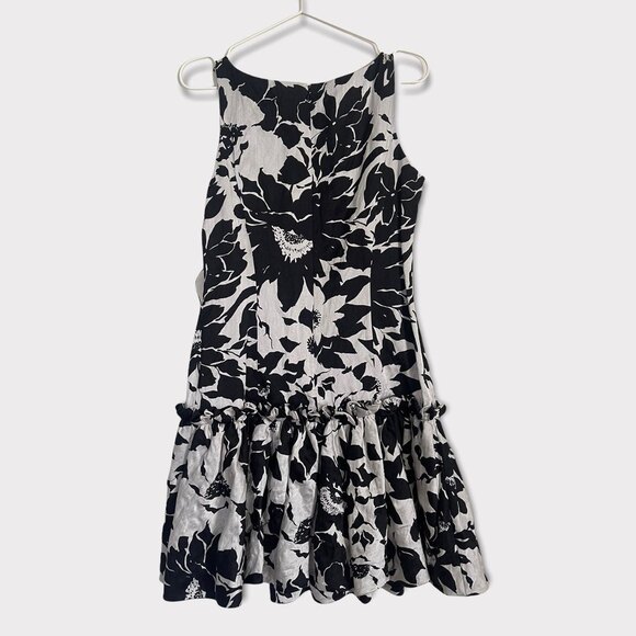 Rickie Freeman for Teri Jon Black & White Ruffle Dress Size 4 - Picture 2 of 9